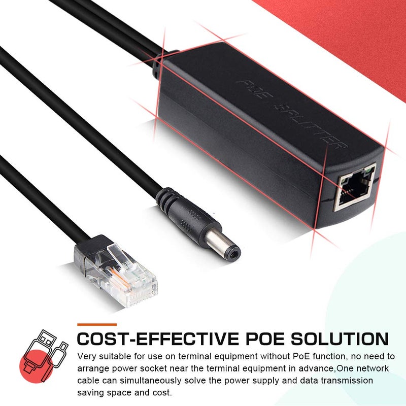 ipolex Active PoE Splitter - Power Over Ethernet Adapter, 48V to 12V, IEEE 802.3af Compliant, 10/100Mbps for Surveillance Camera, WAP and VoIP Phone, up to 100m, 2 Pack - Image 2